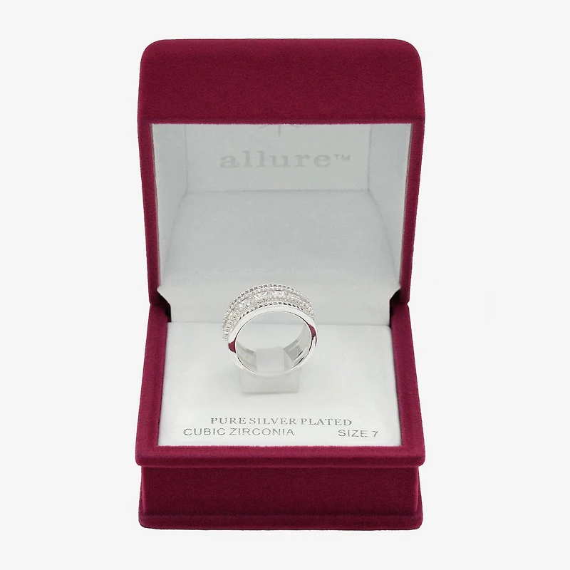 Sparkle Allure Womens 9M Cubic Zirconia Pure Silver Over Brass Band