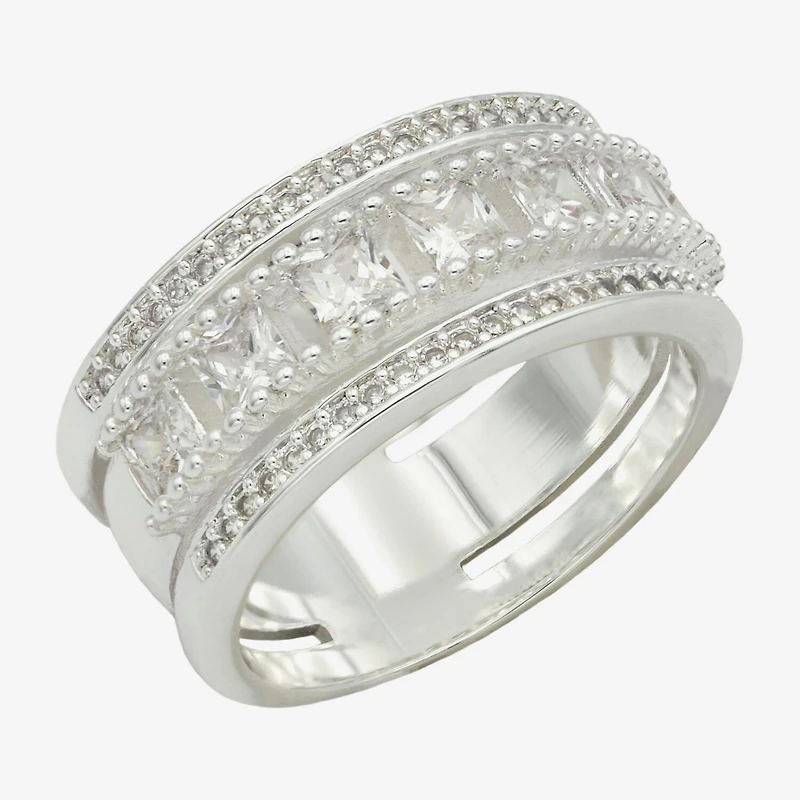 Sparkle Allure Womens 9M Cubic Zirconia Pure Silver Over Brass Band
