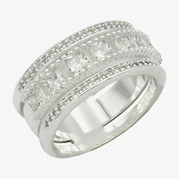 Sparkle Allure Womens 9M Cubic Zirconia Pure Silver Over Brass Band