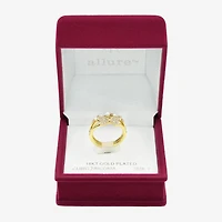 Sparkle Allure Womens 3.5MM Simulated Pearl Cubic Zirconia 14K Gold Over Brass Bow Band