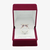 Sparkle Allure Womens Multi Color Cubic Zirconia Pure Silver Over Brass Butterfly Cocktail Ring