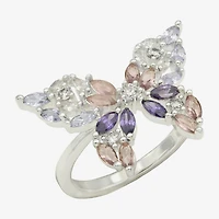 Sparkle Allure Womens Multi Color Cubic Zirconia Pure Silver Over Brass Butterfly Cocktail Ring