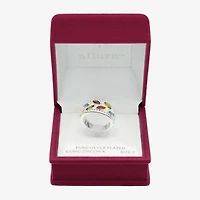 Sparkle Allure Womens Multi Color Crystal Pure Silver Over Brass Marquise Cocktail Ring