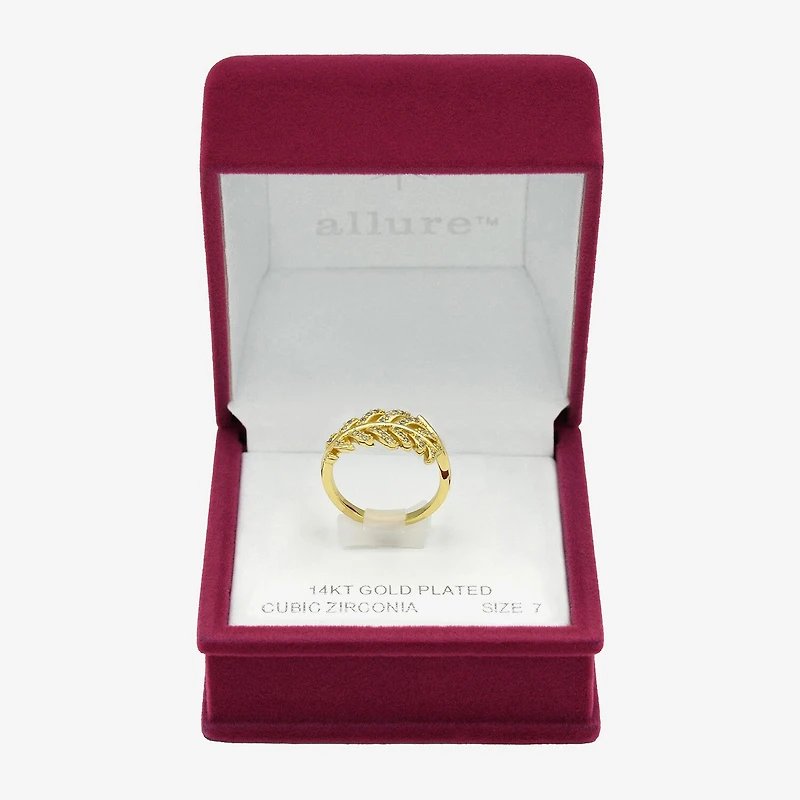 Sparkle Allure Open Womens 2MM Cubic Zirconia 14K Gold Over Brass Band