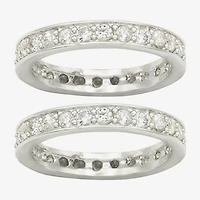 Sparkle Allure Womens Crystal Pure Silver Over Brass Eternity Ring Set