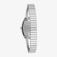 Caravelle Designed By Bulova Womens Crystal Accent Silver Tone Stainless Steel Bangle Watch 43l223