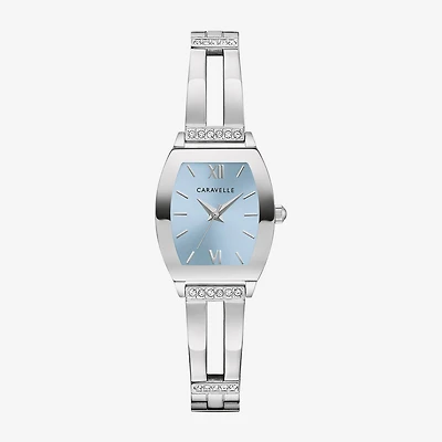 Caravelle Designed By Bulova Womens Crystal Accent Silver Tone Stainless Steel Bangle Watch 43l223