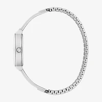 Caravelle Designed By Bulova Womens Crystal Accent Silver Tone Stainless Steel Bangle Watch 43l223