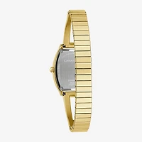 Caravelle Designed By Bulova Womens Crystal Accent Gold Tone Stainless Steel Bangle Watch 44l226