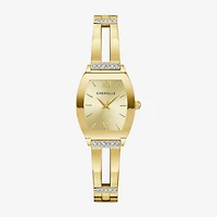 Caravelle Designed By Bulova Womens Crystal Accent Gold Tone Stainless Steel Bangle Watch 44l226