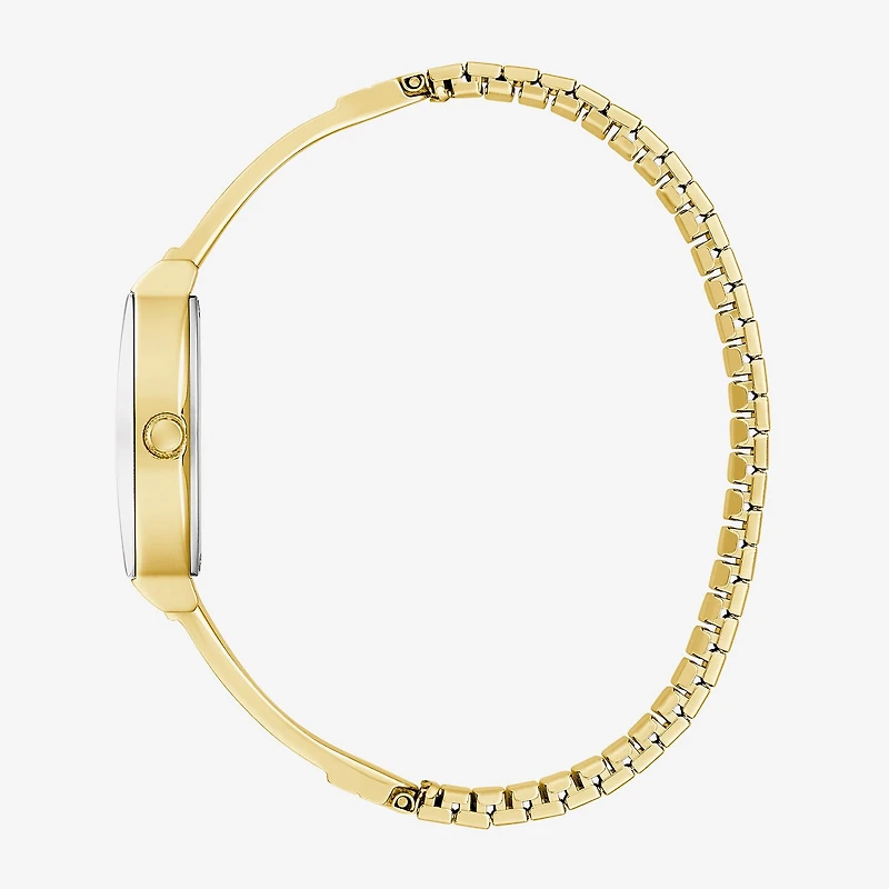 Caravelle Designed By Bulova Womens Crystal Accent Gold Tone Stainless Steel Bangle Watch 44l226