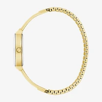 Caravelle Designed By Bulova Womens Crystal Accent Gold Tone Stainless Steel Bangle Watch 44l226