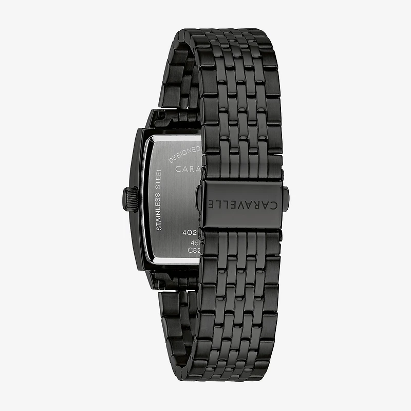 Caravelle Designed By Bulova Mens Diamond Accent Black Stainless Steel Bracelet Watch 45d111