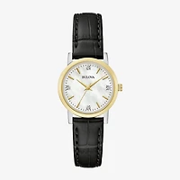 Bulova Sutton Womens Diamond Accent Black Leather Strap Watch 98p225