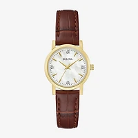 Bulova Sutton Womens Diamond Accent Brown Leather Strap Watch 97p170