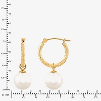 Womens White Cultured Freshwater Pearl 10K Gold 27.5mm Ball Hoop Earrings