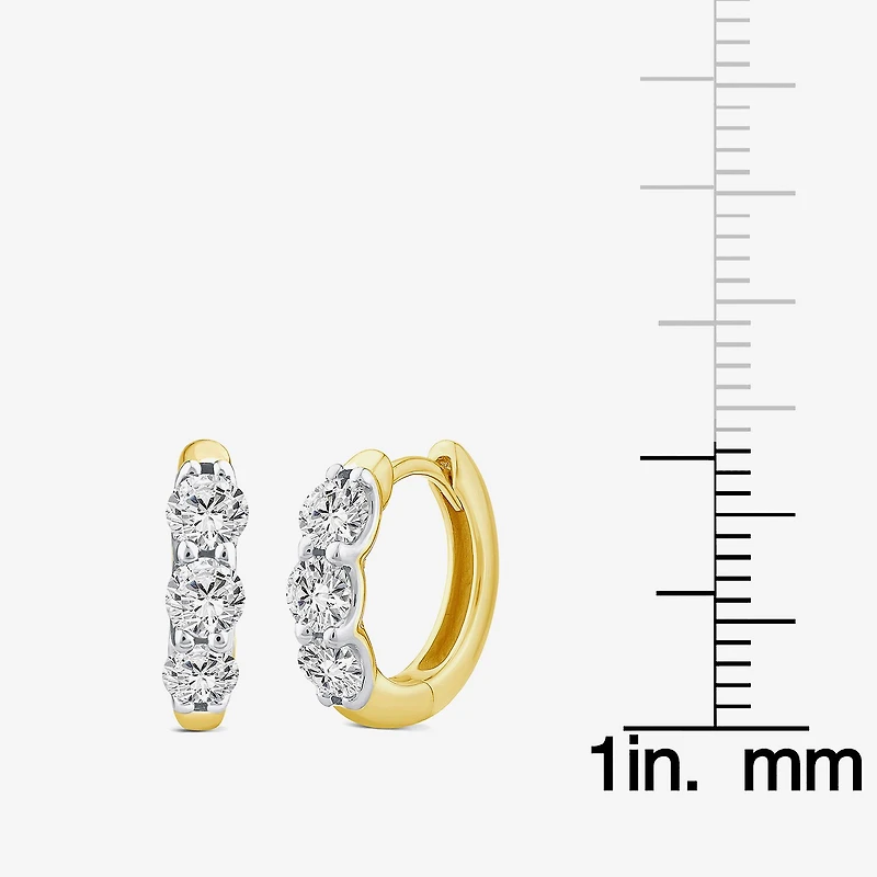 (Si2/ H) Womens 1 CT. T.W. Lab Grown White Diamond 10K Gold 14mm Hoop Earrings
