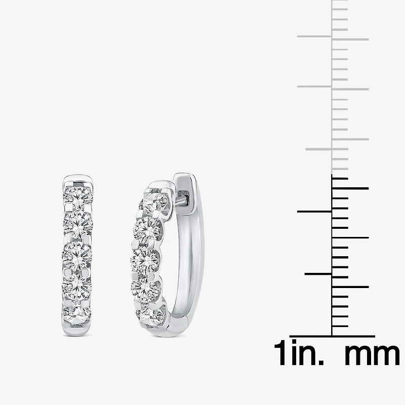 (Si2/ H) Womens 1 CT. T.W. Lab Grown White Diamond 10K Gold 16.2mm Hoop Earrings