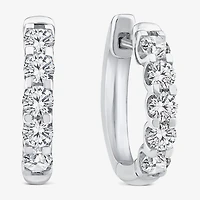 (Si2/ H) Womens 1 CT. T.W. Lab Grown White Diamond 10K Gold 16.2mm Hoop Earrings
