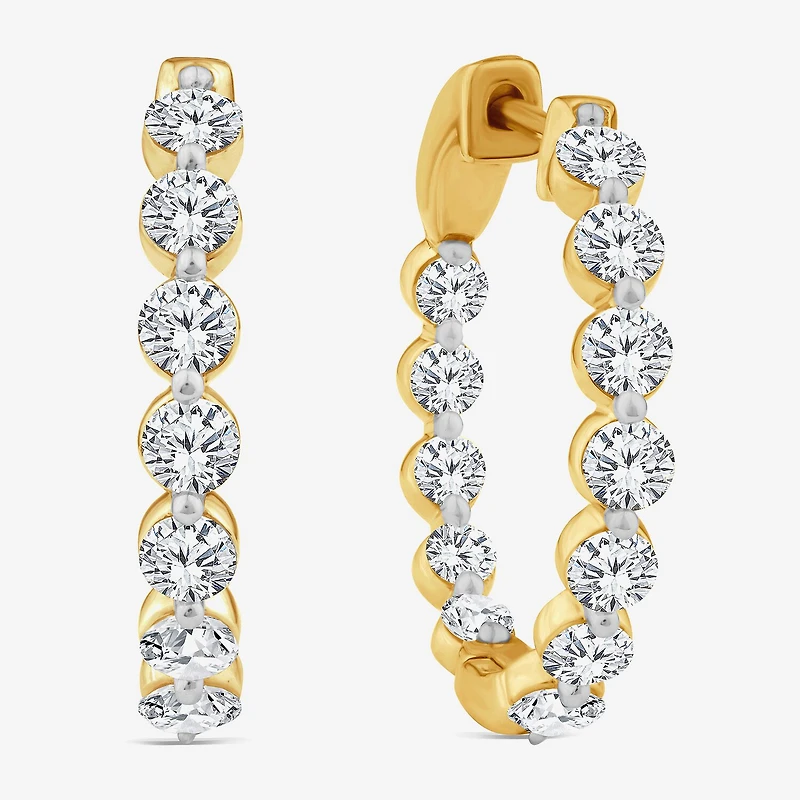 (F,Si2)\T\T Womens 2 CT. T.W. Lab Grown White Diamond 10K Gold 17.2mm Hoop Earrings
