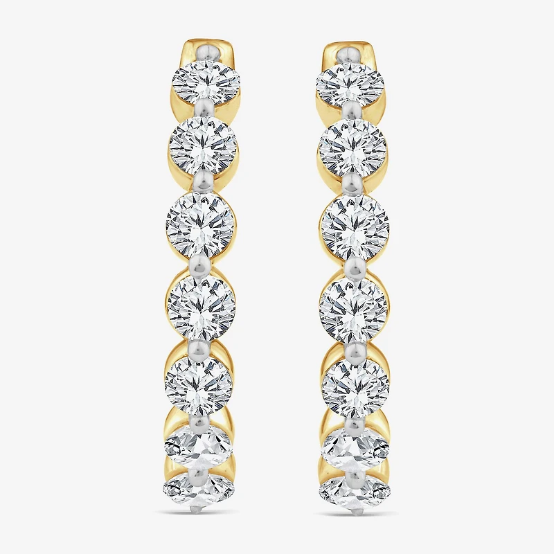 (F,Si2)\T\T Womens 2 CT. T.W. Lab Grown White Diamond 10K Gold 17.2mm Hoop Earrings