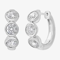 (G/ Si2) Womens 1 1/2 CT. T.W. Lab Grown White Diamond 10K Gold 16.2mm Hoop Earrings