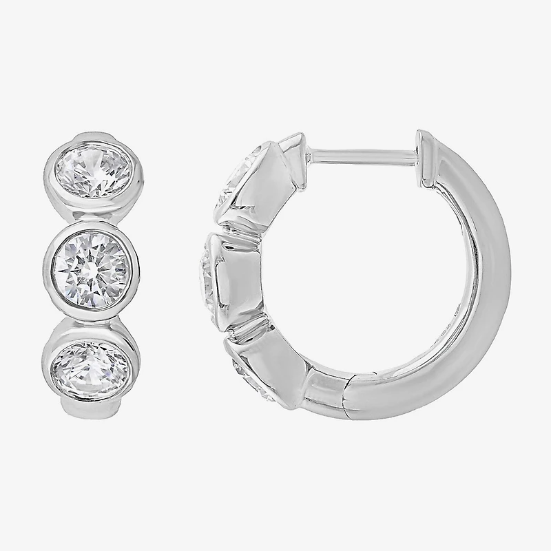 (G/ Si2) Womens 1 1/2 CT. T.W. Lab Grown White Diamond 10K Gold 16.2mm Hoop Earrings