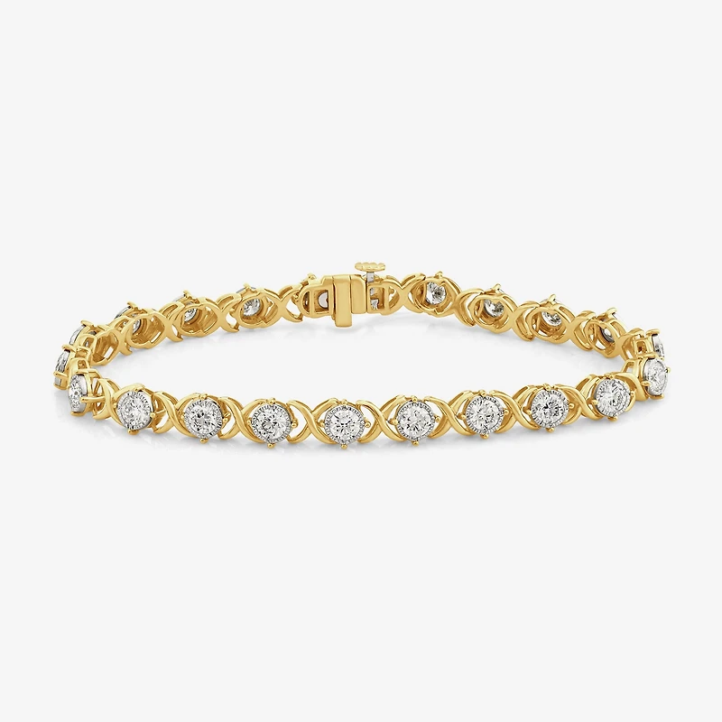(F,Si2) Womens 4 CT. T.W. Lab Grown White Diamond 10K Gold 7.25 Inch Tennis Bracelet