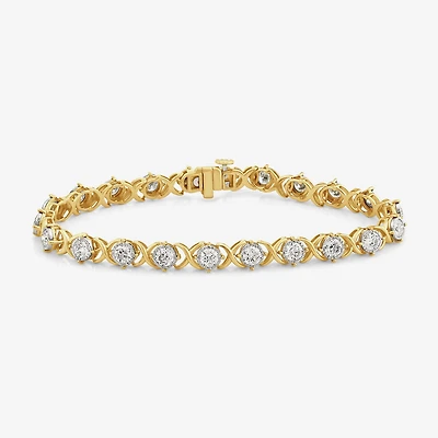 (F,Si2) Womens 4 CT. T.W. Lab Grown White Diamond 10K Gold 7.25 Inch Tennis Bracelet