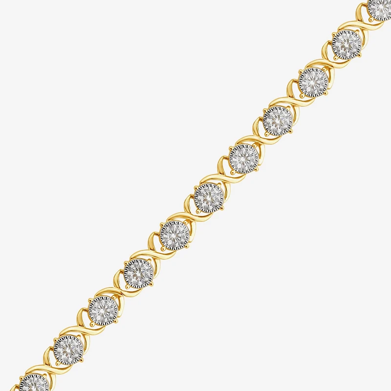(F,Si2) Womens 4 CT. T.W. Lab Grown White Diamond 10K Gold 7.25 Inch Tennis Bracelet