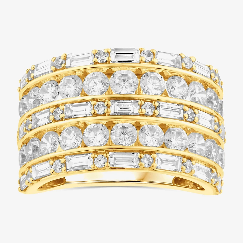 (F, Si2) Womens 3 CT. T.W. Lab Grown White Diamond 10K Gold Cocktail Ring