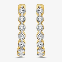 (F/ Si2) Womens 1 CT. T.W. Lab Grown White Diamond 10K Gold 13.9mm Hoop Earrings