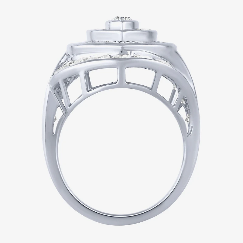 (G/Si2) Womens 4 CT. T.W. Lab Grown White Diamond 10K Gold Marquise Cluster Cocktail Ring