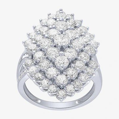 (G/ Si2) Womens 4 CT. T.W. Lab Grown White Diamond 10K Gold Marquise Cocktail Ring