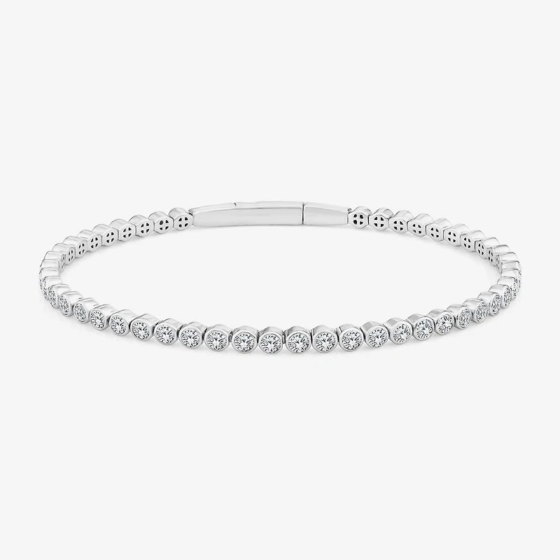 (F, Si2) Womens 3 CT. T.W. Lab Grown White Diamond 10K Gold Bangle Bracelet