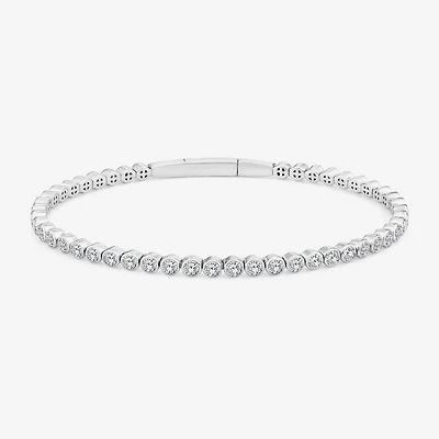(F, Si2) Womens 3 CT. T.W. Lab Grown White Diamond 10K Gold Bangle Bracelet