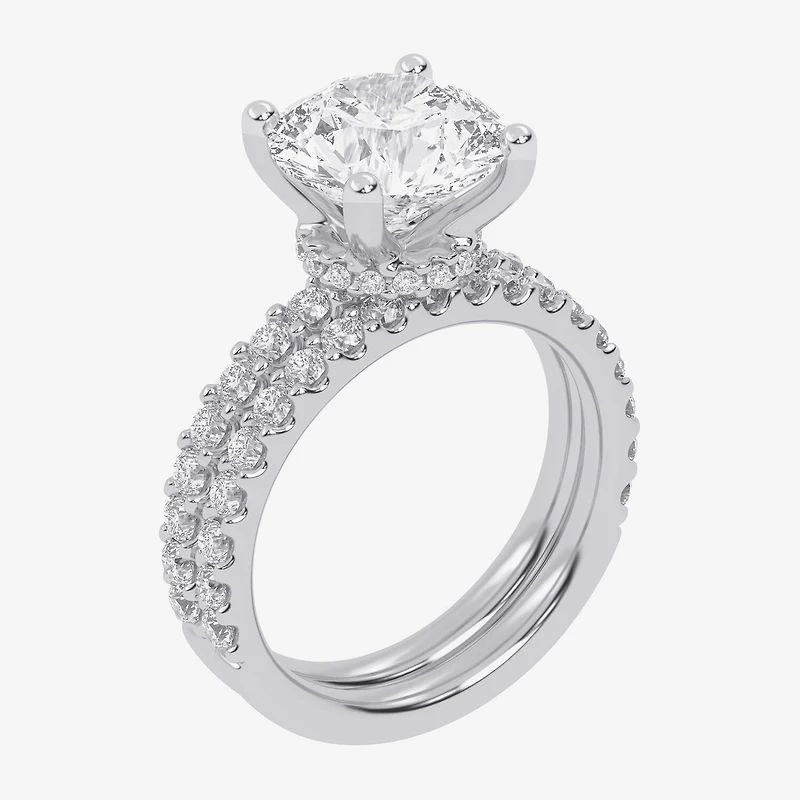 Signature By Modern Bride (G / Vs2-Si1) Womens 6 CT. T.W. Lab Grown White Diamond 14K Gold Round Side Stone Bridal Set