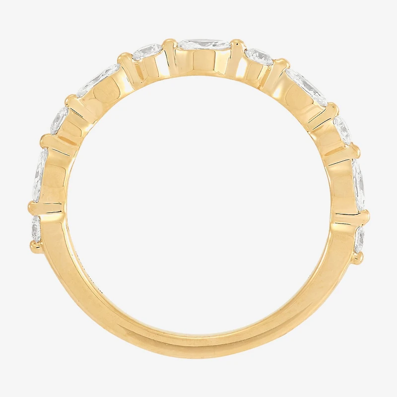 (H-I / Si1-Si2) Womens 1/2 CT. T.W. Lab Grown White Diamond 10K Gold Marquise Wedding Band