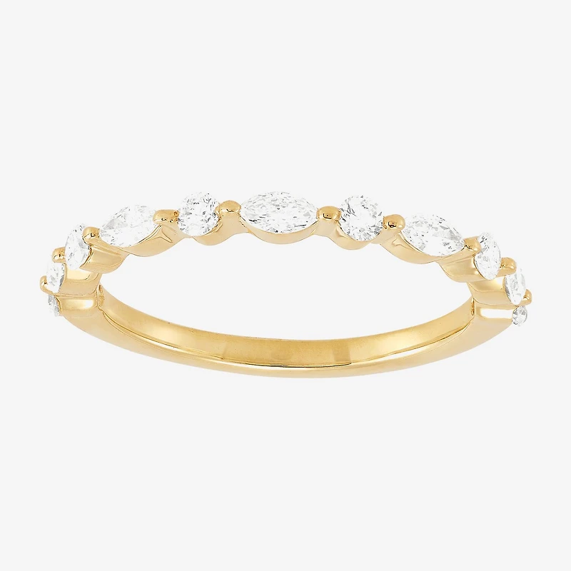 (H-I / Si1-Si2) Womens 1/2 CT. T.W. Lab Grown White Diamond 10K Gold Marquise Wedding Band