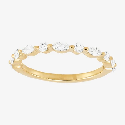 (H-I / Si1-Si2) Womens 1/2 CT. T.W. Lab Grown White Diamond 10K Gold Marquise Wedding Band
