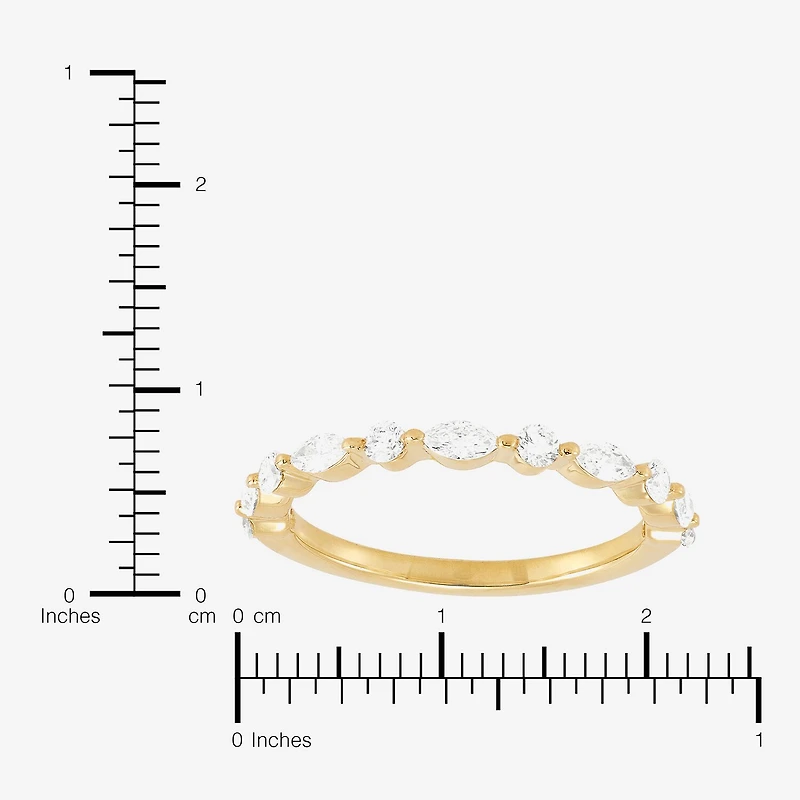 (H-I / Si1-Si2) Womens 1/2 CT. T.W. Lab Grown White Diamond 10K Gold Marquise Wedding Band