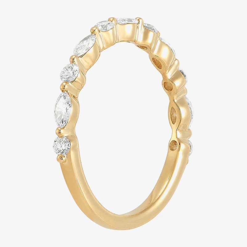 (H-I / Si1-Si2) Womens 1/2 CT. T.W. Lab Grown White Diamond 10K Gold Marquise Wedding Band