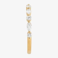 (H-I / Si1-Si2) Womens 1/2 CT. T.W. Lab Grown White Diamond 10K Gold Marquise Wedding Band