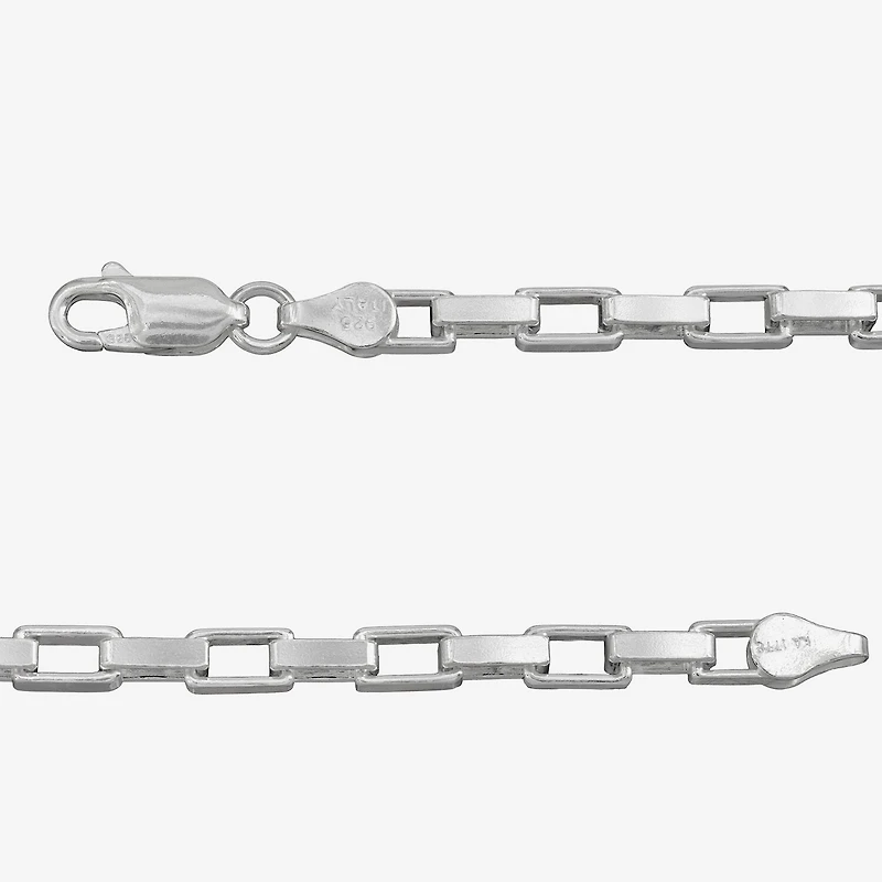 Made In Italy Womens Sterling Silver Inch Box Chain Necklace