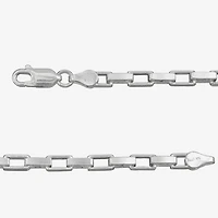 Made In Italy Womens Sterling Silver Inch Box Chain Necklace
