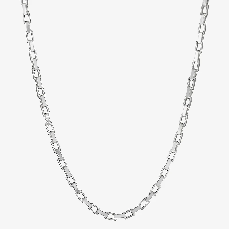 Made In Italy Womens Sterling Silver Inch Box Chain Necklace
