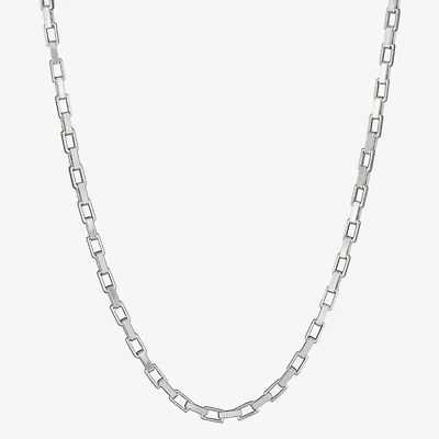 Made in Italy Womens Sterling Silver Inch Box Chain Necklace