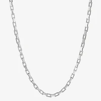 Made In Italy Womens Sterling Silver Inch Box Chain Necklace