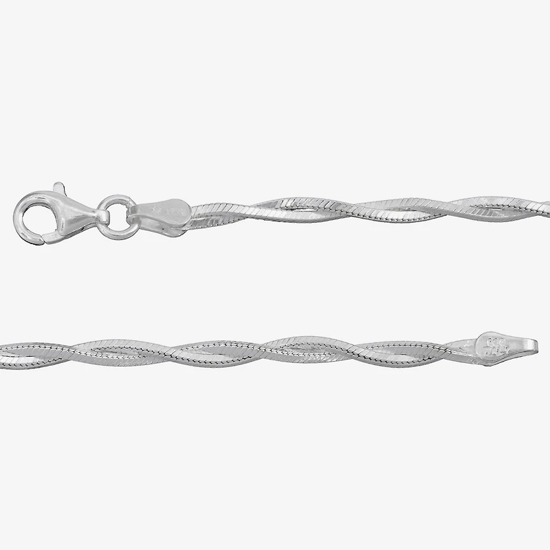 Made in Italy Womens Sterling Silver 20 Inch Braid Chain Necklace