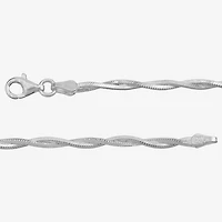 Made in Italy Womens Sterling Silver 20 Inch Braid Chain Necklace